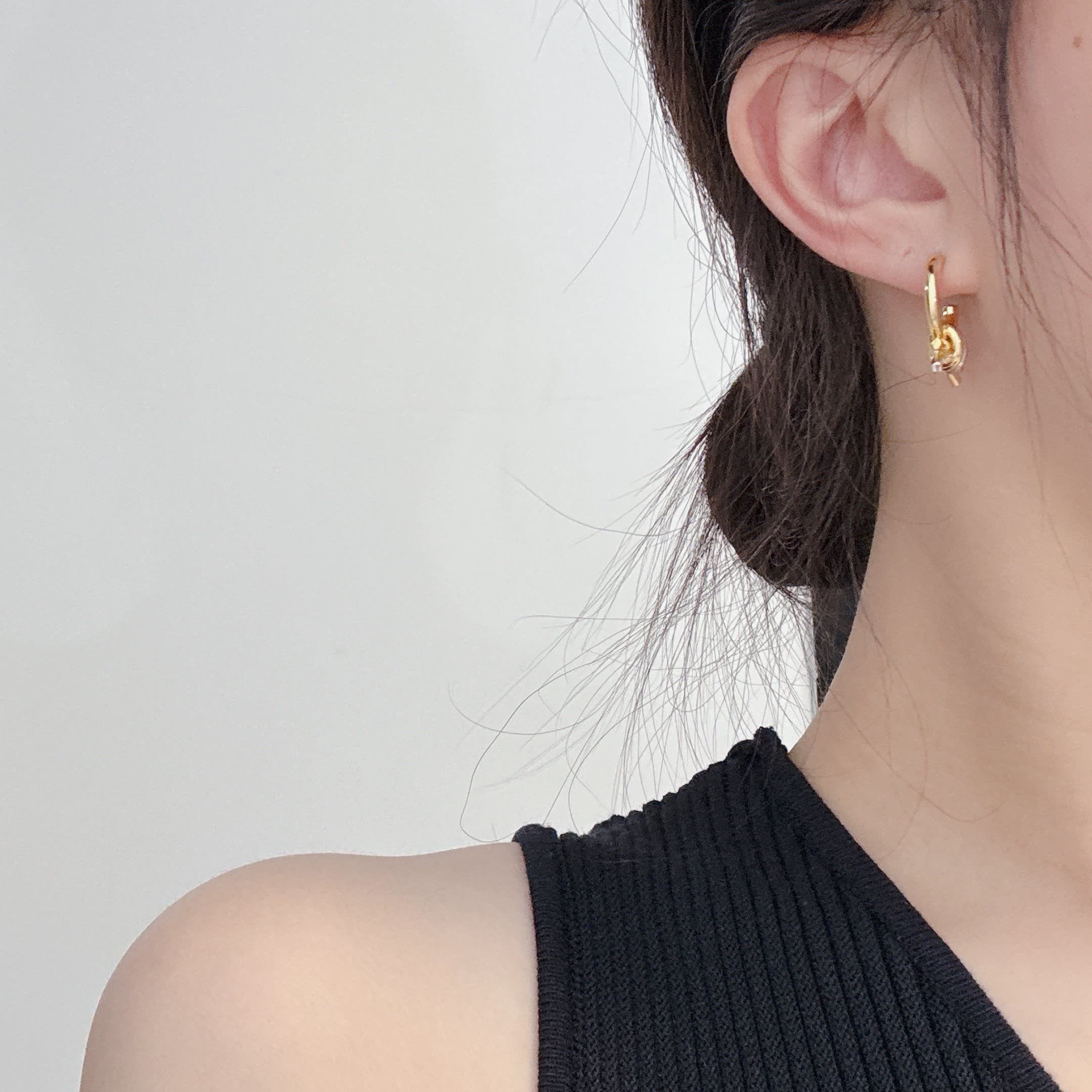 Bottega Veneta Gold Hoop Earrings with Crystal Accents